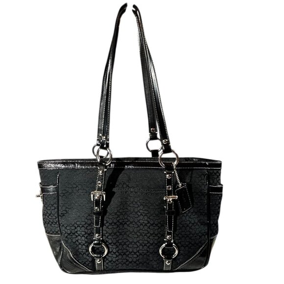 Coach East West Tote Black Signature Canvas Shoulder Bag Y2K - Picture 13 of 13